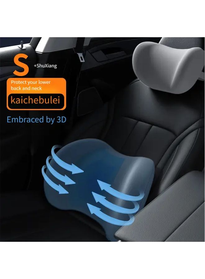 Car Headrest and Lumbar Support Black Memory Foam Neck Pillow Seat Cushion for Long Drives Back Protection While Driving - Image 4