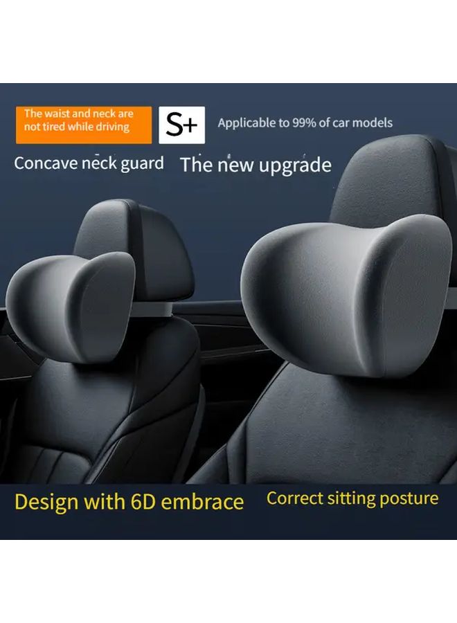 Car Headrest and Lumbar Support Black Memory Foam Neck Pillow Seat Cushion for Long Drives Back Protection While Driving - Image 3