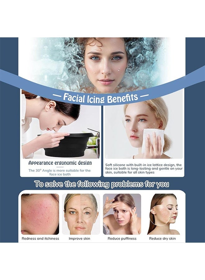 وعاء وجه ثلجي، حوض غسيل سيليكوني قابل للطي للتبريد السريع مع صينية ثلج مدمجة، وعاء للعناية بالبشرة محمول لتخفيف الانتفاخ وراحة البشرة في المنزل. - Image 5