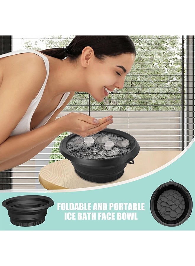 وعاء وجه ثلجي، حوض غسيل سيليكوني قابل للطي للتبريد السريع مع صينية ثلج مدمجة، وعاء للعناية بالبشرة محمول لتخفيف الانتفاخ وراحة البشرة في المنزل. - Image 2
