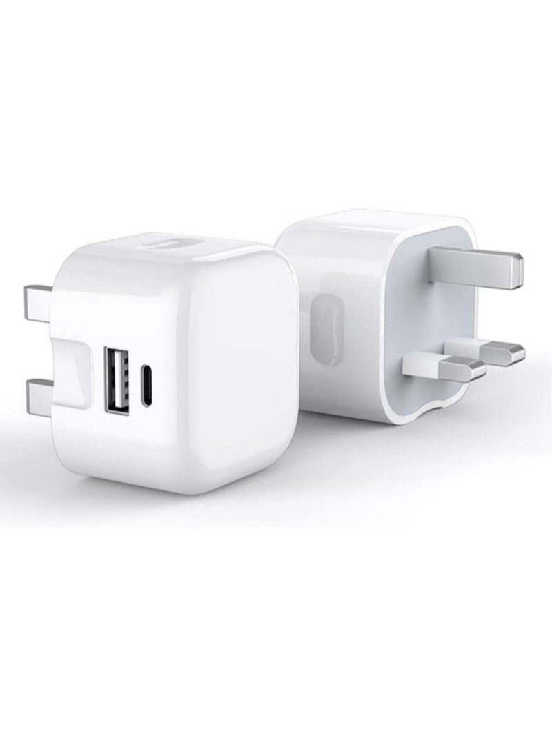 20W Dual Port USB-C Charger for Galaxy A04 Series – Fast PD u0026 QC 3.0 Wall Adapter for A04, A04s, A04 Core (White)