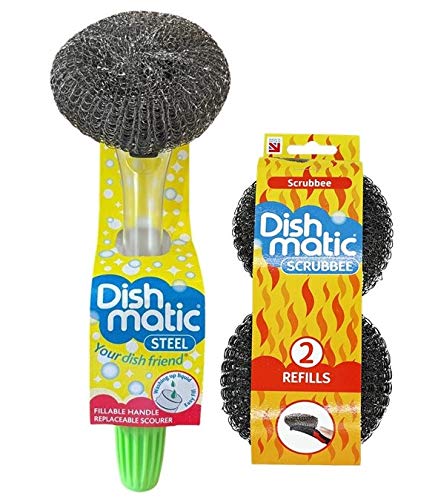 EasyDo Easy Do Dish Matic Fillable Dish Wand Brush with Handle for Dishwashing | Soap Dispensing Steel Scrubber for Utensils | Fillable and Refillable Dishwashing Tool with Stainless Steel Scrub Refill  - Image 1