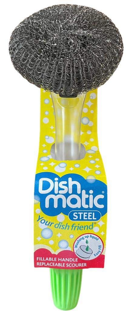 EasyDo Easy Do Dish Matic Fillable Dish Wand Brush with Handle for Dishwashing | Soap Dispensing Steel Scrubber for Utensils | Fillable and Refillable Dishwashing Tool with Stainless Steel Scrub Refill  - Image 2