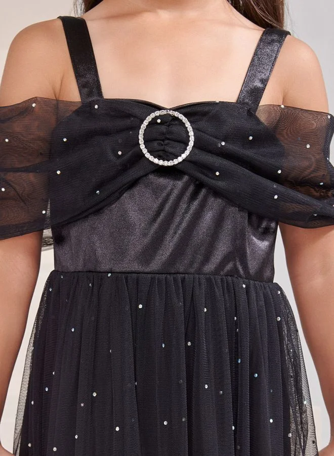 Styli Tulle Overlay Dress