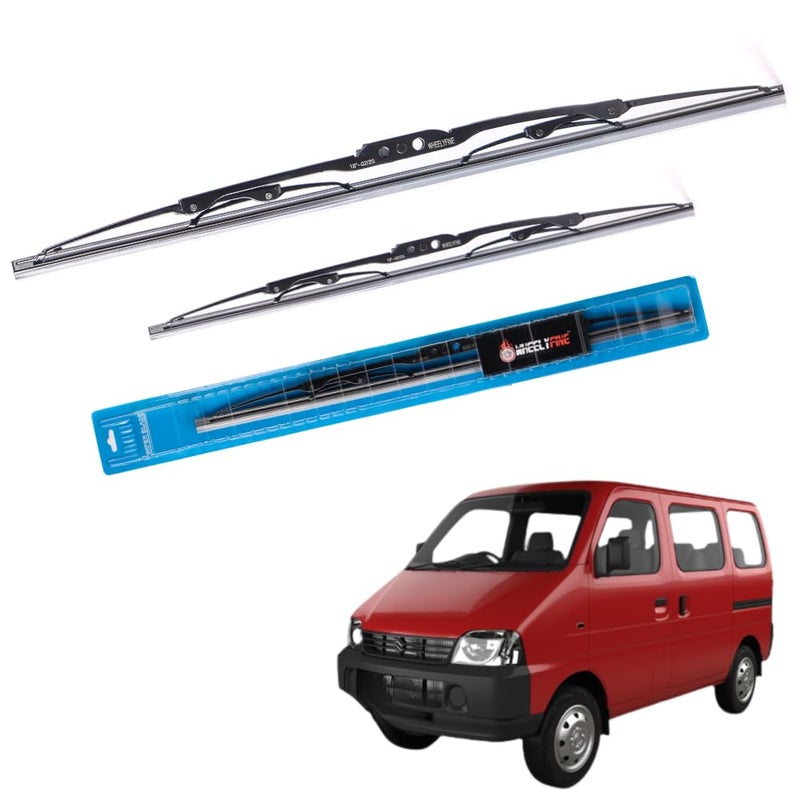 Wheelyfine Car Wiper Blades | Metal Frame | Water Repellent Windshield Wipers | Blade Refills For Maruti Eeco (2010 Onwards) Dr 16"/Pa 16" - Image 1