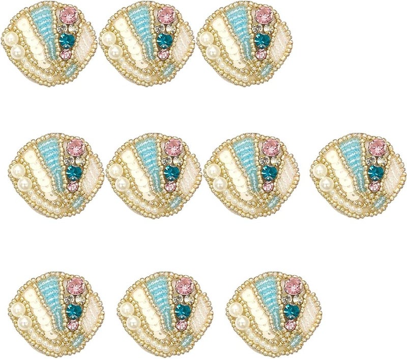 بقع قذيفة اللون مخلوق البحر مخيط مع اللؤلؤ حجر الراين للملابس سترات - Image 4