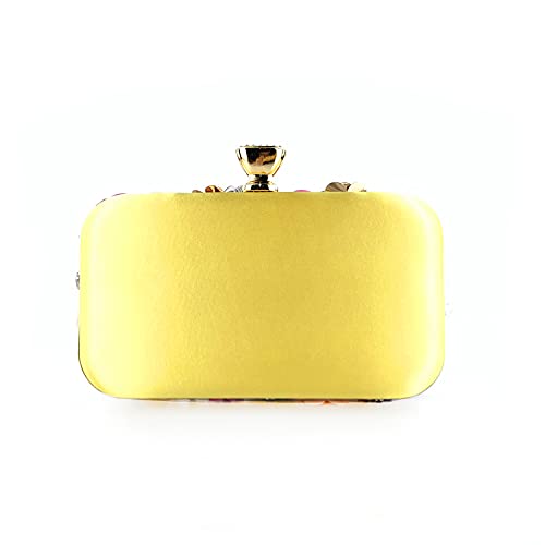 Lanpet Women Clutches Flower Evening Handbag Chain Strap Shoulder Bag Yellow - Image 2