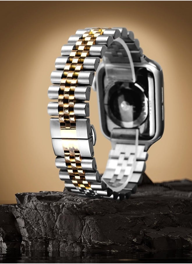 Mazuboho Upgraded Stainless Steel Band Compatible with Apple Watch Band 41mm 40mm 38mm 45mm 44mm 42mm 49mm, Luxury Metal iWatch Band with Butterfly Folding Clasp for Apple Watch Series 8/7/6/5/4/3/2/1/SE/Ultra  - Image 4
