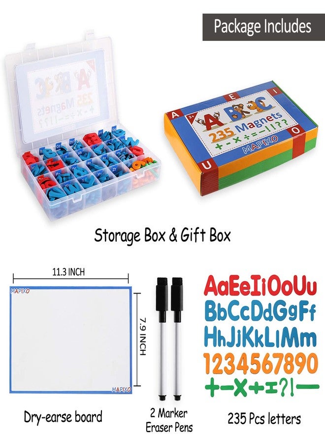 MAPIXO 235 Pcs Magnetic Letter Number with Magnet Board, 2 Erasable Magnetic Pen and Storage Box, Foam ABC Alphabet Gift for Refrigerator Fridge, Classroom Toy for Toddler Kid Child Spelling & Learning Game - Image 3