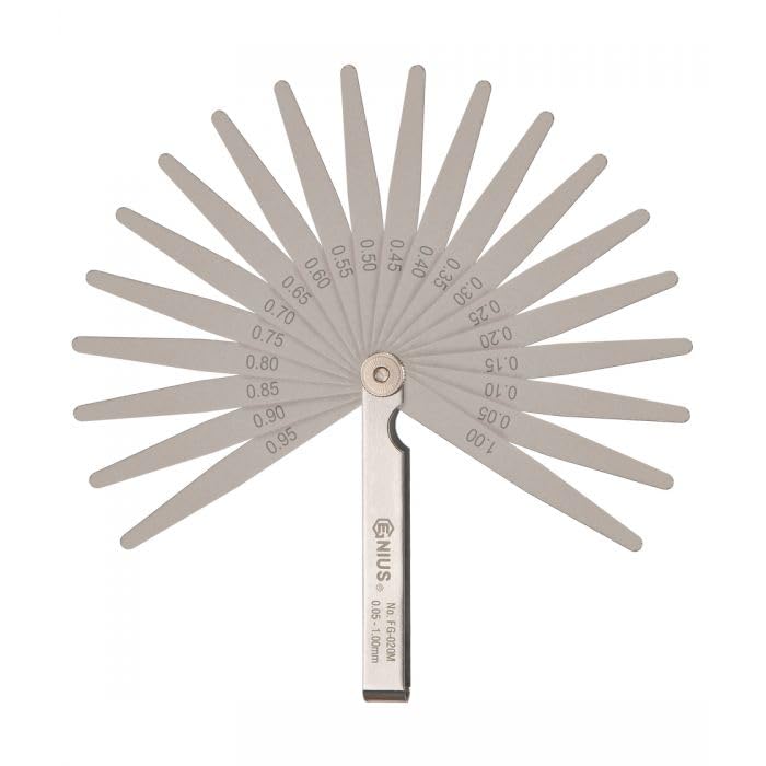 Genius Tools 20 Blades Metric Feeler Gauge Set (0.05~1.00mm) - FG-020M - Image 1