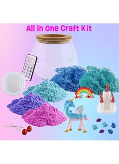 ESSEN Unicorn Terrarium Craft Kit for Kids Gifts for Girls Night Light Up Terrarium Kit DIY Unicorn Birthday Gift Toys for Girls Ages 4 5 6 7 8-12 Year Old Unicorn Art Craft Kit with Remote  - Image 2