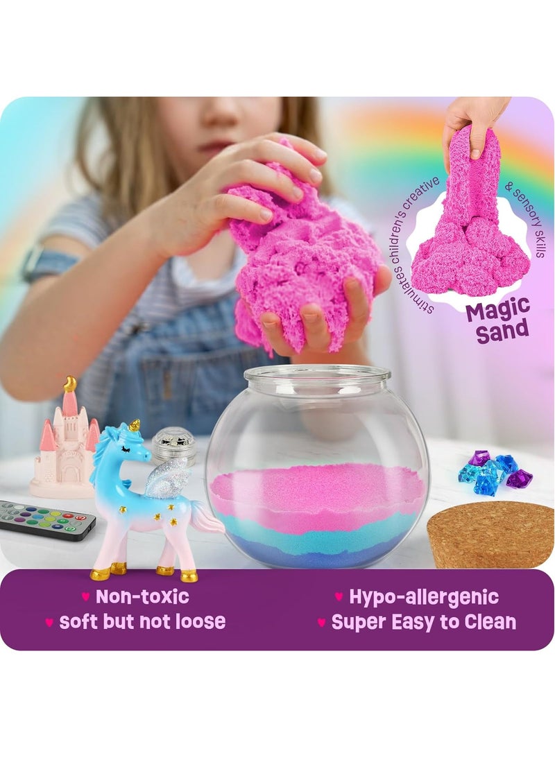 ESSEN - Unicorn Terrarium Craft Kit for Kids Gifts for Girls Night Light Up Terrarium Kit DIY Unicorn Birthday Gift Toys for Girls Ages 4 5 6 7 8-12 Year Old Unicorn Art Craft Kit with Remote - Image 1