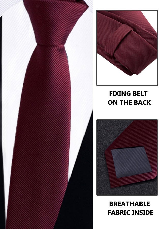 HOOTO 1pcs Men's Ties Solid Color Formal Mens Neckties 6cm for Business tie(red) - Image 3