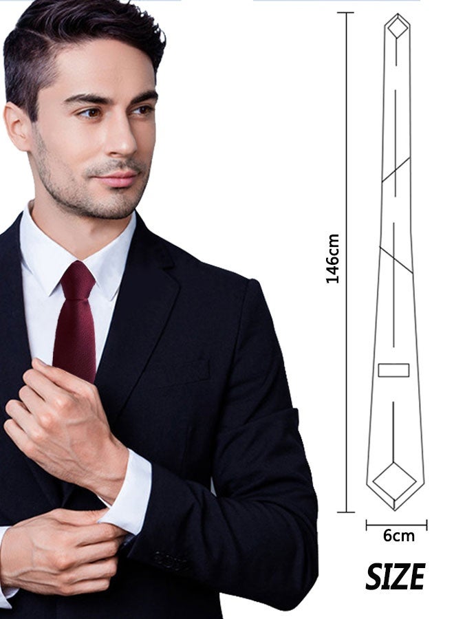 HOOTO 1pcs Men's Ties Solid Color Formal Mens Neckties 6cm for Business tie(red) - Image 4