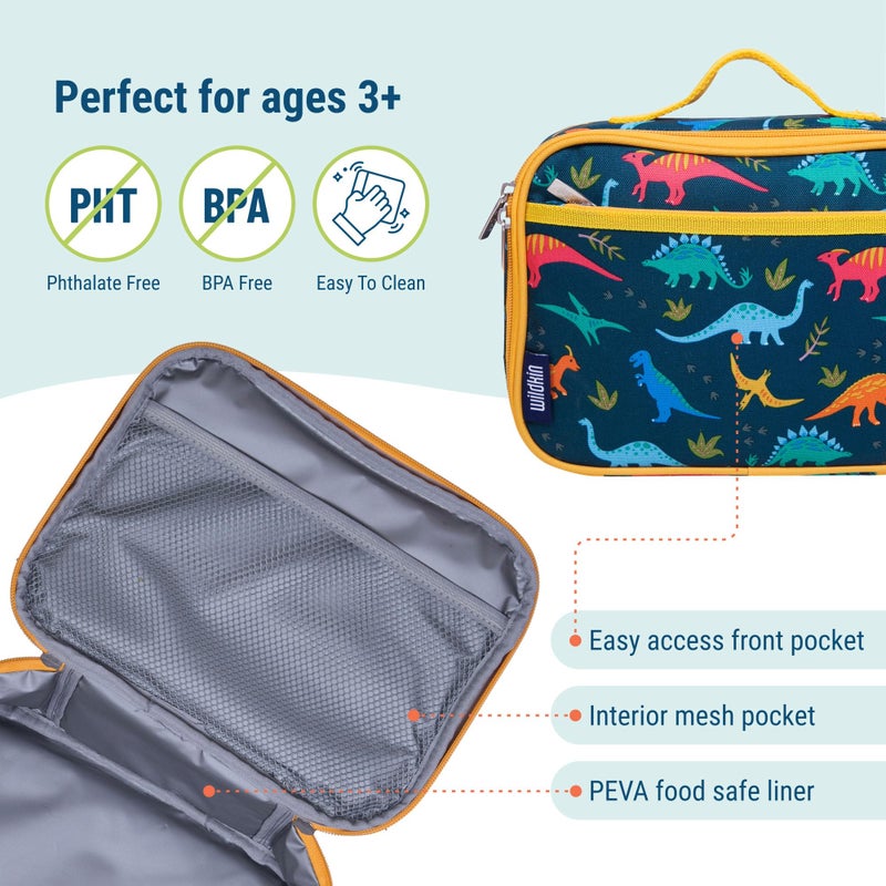 Wildkin Kids Insulated Lunch Box – Durable and Reusable for School & Travel - Jurassic Dinosaurs - Image 3
