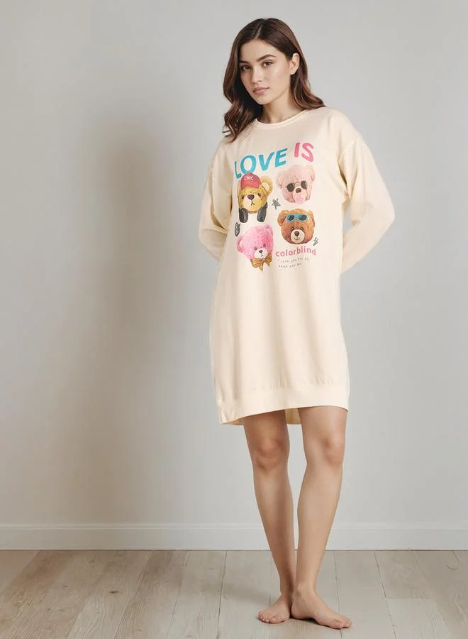Splash FAV Mermaid Bear Print Sleepshirt with Long Sleeves