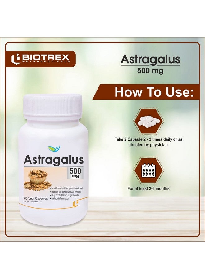 Biotrex Nutraceuticals Astragalus 500 mg, 60 Veg Capsules, Dietary supplement to strengthen Immune System, nutritional supplement, multivitamins, vitamin for men, women and adults, health supplements