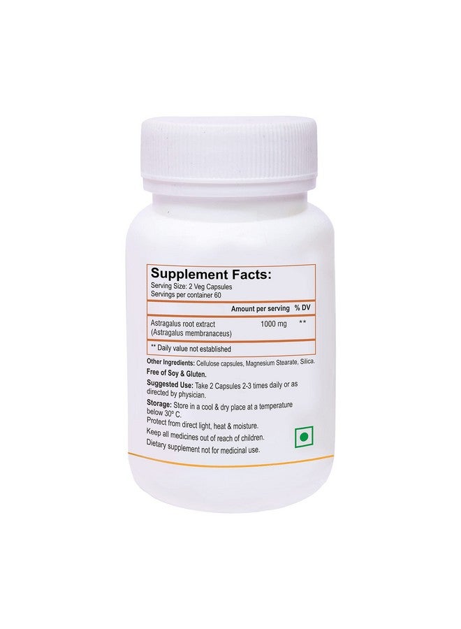 Biotrex Nutraceuticals Astragalus 500 mg, 60 Veg Capsules, Dietary supplement to strengthen Immune System, nutritional supplement, multivitamins, vitamin for men, women and adults, health supplements