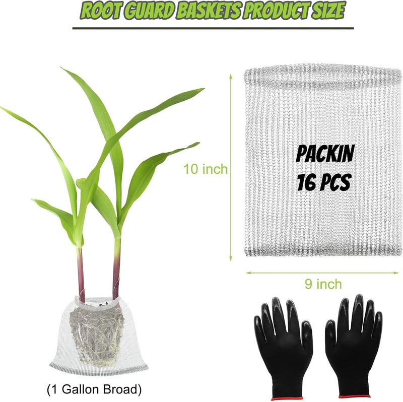 Froidesente 16 Pcs Root Guard Gopher Proof Stainless Wire Steel Baskets, 1 Gallon Broad Gophers Moles Voles Mesh Baskets Protect Plant Roots Tubers Trees Flowers Crops (16 Pcs 1 Gallon Broad) - Image 2