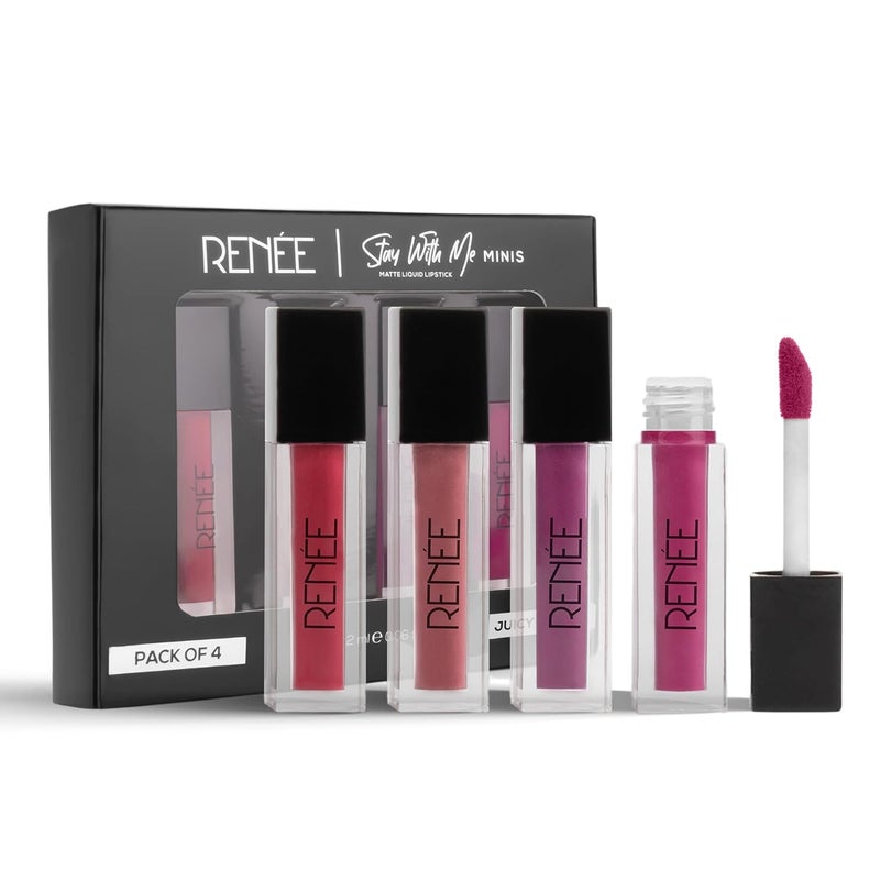 RENEE Stay With Me Mini Matte Lip Color Juicy Berries 2ml Each Long Lasting Light Weight Non Transfer Formula Water Smudge Proof - Image 1