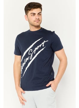 Plein Sport Men Sportswear Fit Short Sleeve Outdoor T-Shirt, Navy  - Image 1