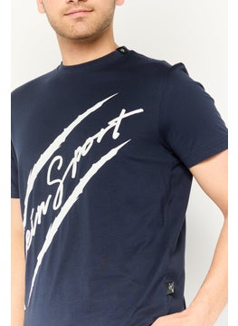 Plein Sport Men Sportswear Fit Short Sleeve Outdoor T-Shirt, Navy  - Image 3