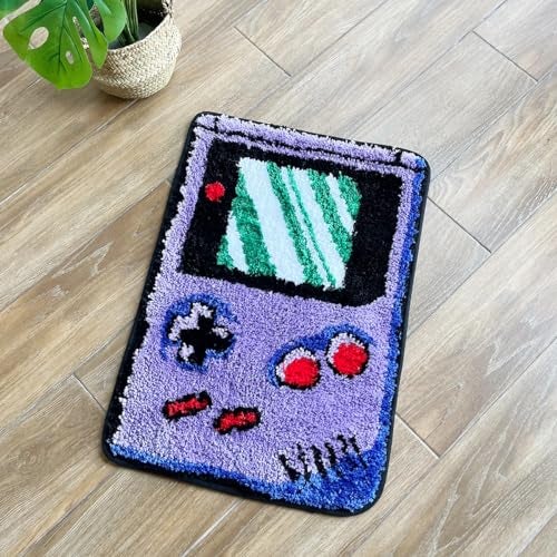 LAKEA Purple Games Console Tufted Rug Funny Childhood Memories Rug Cute Flocking Carpet Floor Pad Anti Slip Doormat Aesthetic Home Pad 354X236 Inch - Image 1