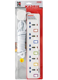 KADRIS Power Strips 915 Heavy Duty Extension Cord with 5 way Outlets with individual switch, Charging Socket with 3 meter Heat resistant  Extension Cord (White)  - Image 2