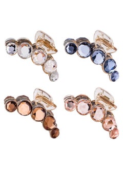 Lawie Lawie 4 Pack Clear Gold Blue Brown Crystal Gems Glitter Sparkly Fancy Plastic Octopus Hair Claw Clips Bling Jeweled Jaw Barrettes Hair Grips Clamps Buns Decorative Hair Accessories for Women Girls  - Image 1