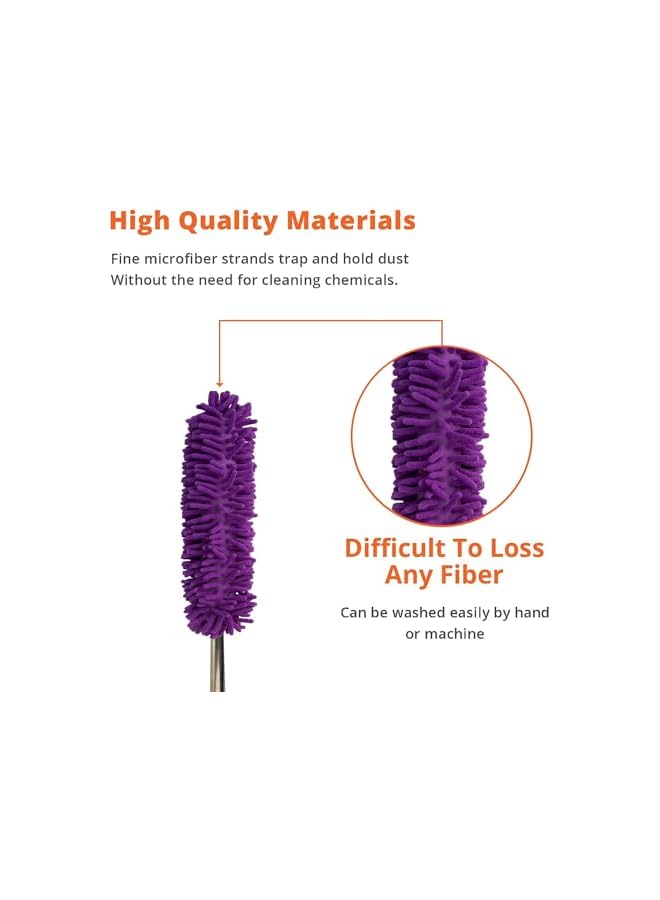 erorex Microfiber Duster, Microfiber Hand Duster Washable Microfibre Cleaning Tool Extendable Dusters for Cleaning Office, Car, Computer, Air Condition, Washable Duster (Purple) - Image 3