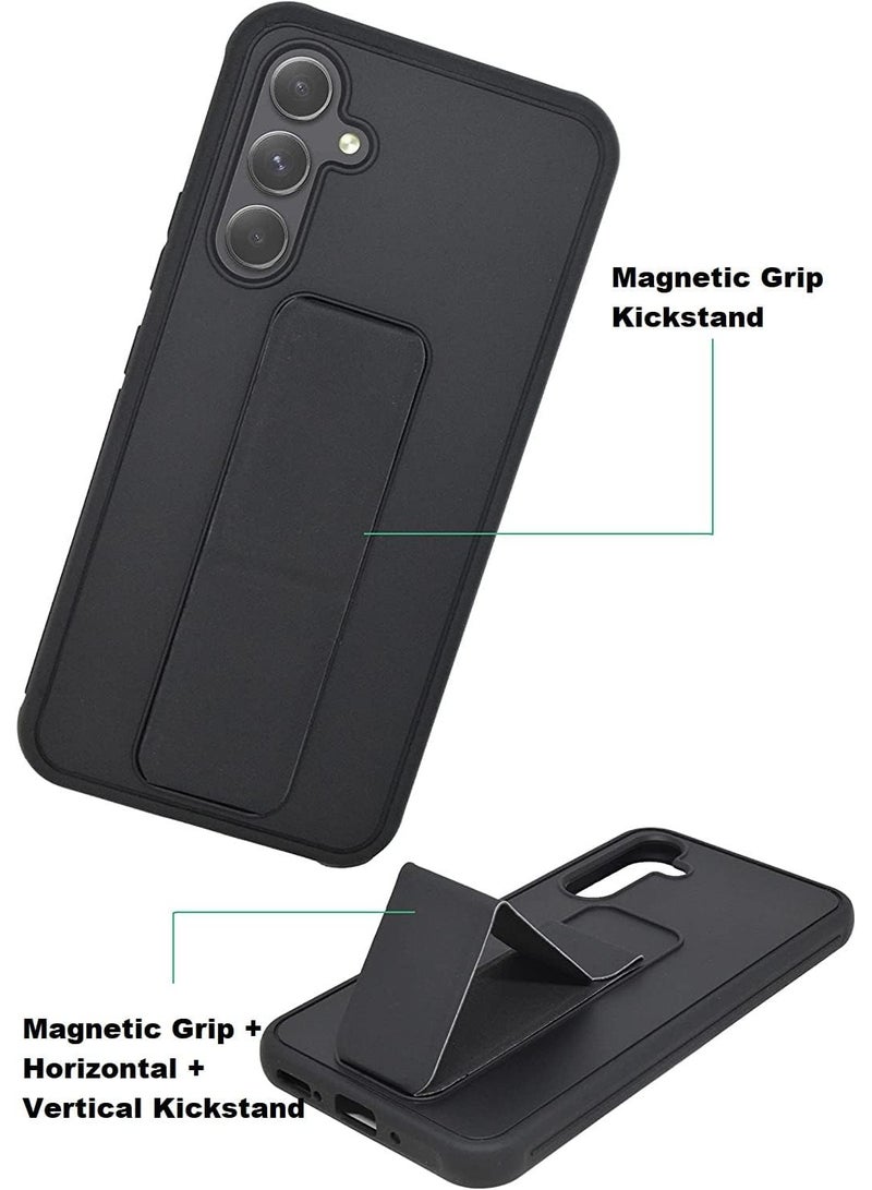 Samsung Galaxy S25 FE Back Stand Case Magnetic Car Holder Soft Silicone Horizontal & Vertical Kickstand Cover Wrist Strap Full protection Case for Samsung Galaxy S25 FE - Image 2