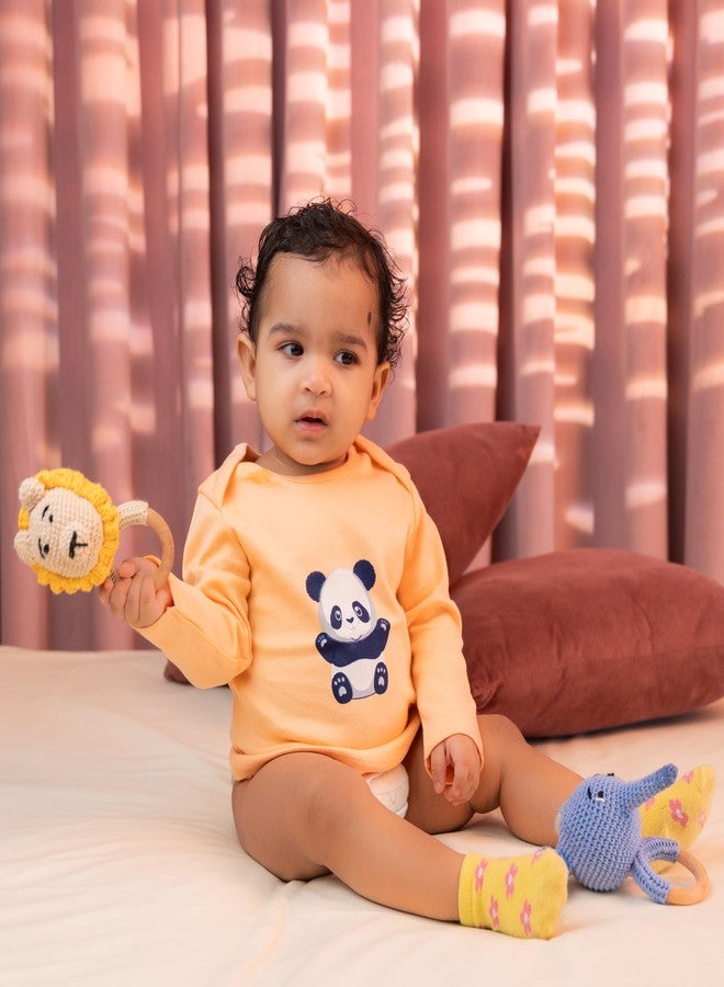 FawnFeel New Born Babies Tshirt Combo of 4 Tshirts (in, Age, 6 Months, 9 Months, Regular, Peach with Panda, Blue with Tiger, Yellow with Heart, Grey with Elephant) - Image 3