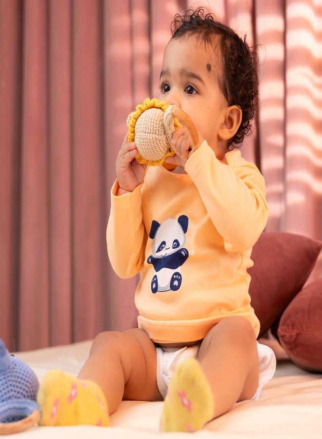 FawnFeel New Born Babies Tshirt Combo of 4 Tshirts (in, Age, 6 Months, 9 Months, Regular, Peach with Panda, Blue with Tiger, Yellow with Heart, Grey with Elephant) - Image 4
