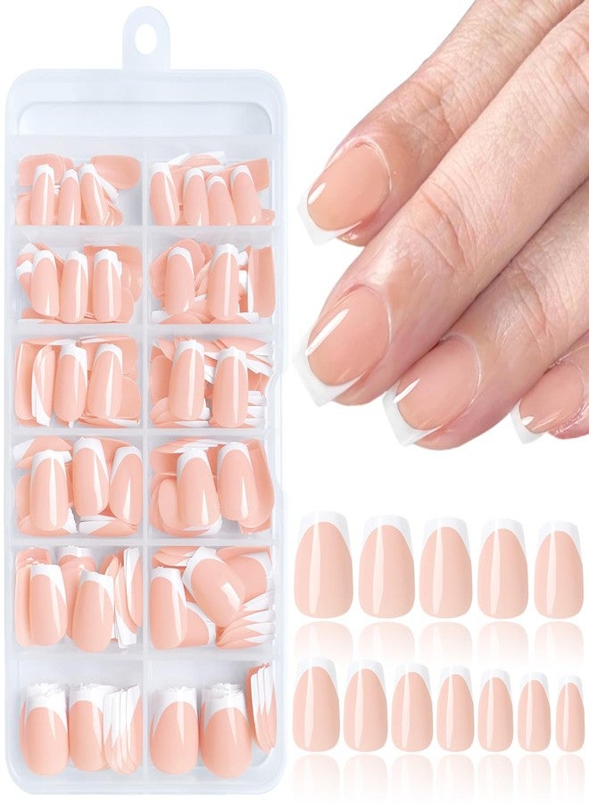 Lifextol 240pc French Tip Press on Nails Short Fake Nails with Glue and Adhesive Tab, False Acrylic Nails Press on Nails Coffin Nail Tips Artificial Glue on Nails Press ons Fingernail Stick on Nails - Image 1