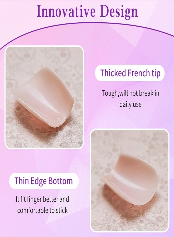 Lifextol 240pc French Tip Press on Nails Short Fake Nails with Glue and Adhesive Tab, False Acrylic Nails Press on Nails Coffin Nail Tips Artificial Glue on Nails Press ons Fingernail Stick on Nails - Image 4