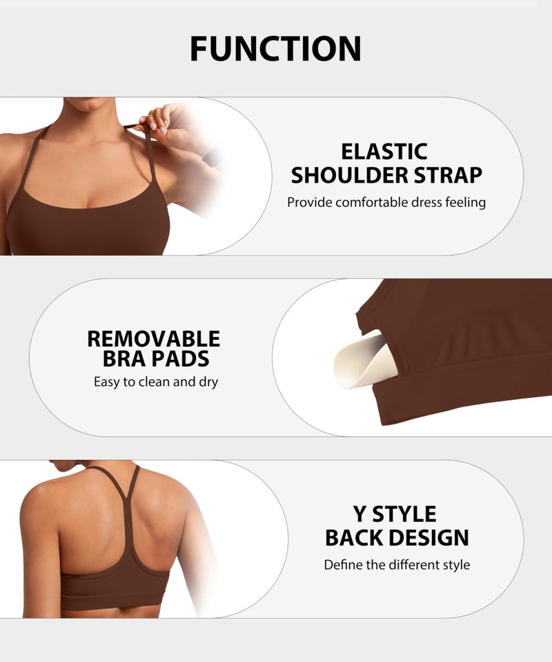 MIRITY Padded Y-Back Sports Bra for Women - Racerback Low ImpactYoga Workout Top with Spaghetti Strap Pack of 3 - Image 5
