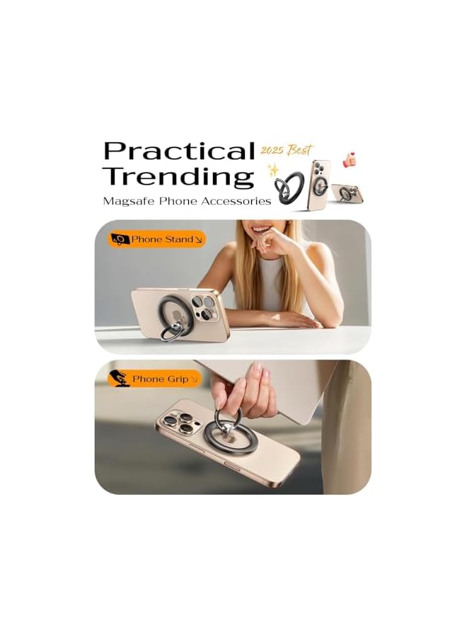 Green Tiger Silicone Magnetic Phone Ring Holder, 360° Foldable Double-Sided Magnet Grip Kickstand Stand, Anti-Scratch Soft Silicone Protection For iPhone & Android (Black, Includes 1 Magnet Ring) - Image 4