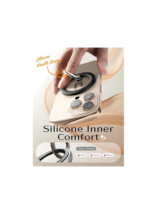 Green Tiger Silicone Magnetic Phone Ring Holder, 360° Foldable Double-Sided Magnet Grip Kickstand Stand, Anti-Scratch Soft Silicone Protection For iPhone & Android (Black, Includes 1 Magnet Ring) - Image 2