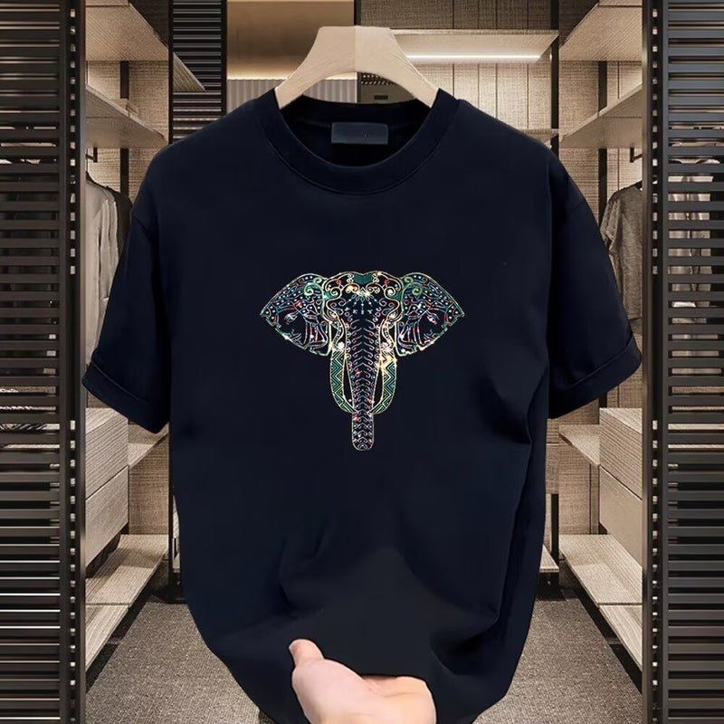 2024 Dragon Summer Versatile Printed Short-Sleeved T-Shirt Men'S Youth Slim Casual Bottoming Shirt Thin Top - Image 1