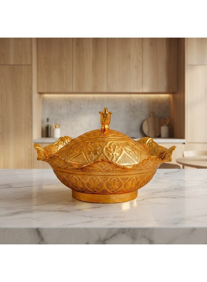 سكرية نحاس بالطراز العثماني مع غطاء - لون ذهبي ساحر وتصميم أنيق، صناعة تركية - Image 2