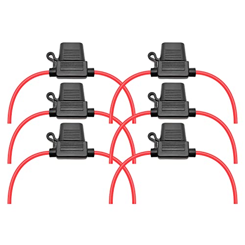 VANTRONIK Waterproof Inline Fuse Holder 6 Pack for Standard ATO ATC Medium Blade Car Fuse, 14 Gauge AWG Wire,10 Inches Long - Image 1