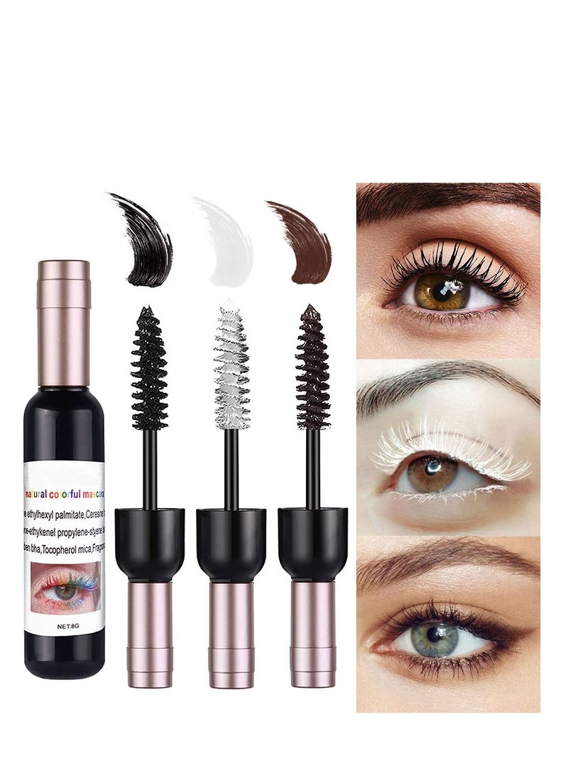 Excefore Wine Colored Mascara for Eyelashes Set, Black White Brown Mascara, Colorful Waterproof Eyelashes, Long lasting Charming Voluminous Mascara, for Eyelashes Eye Makeup - Image 1