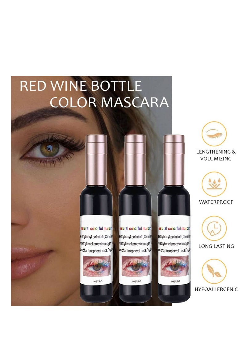 Excefore Wine Colored Mascara for Eyelashes Set, Black White Brown Mascara, Colorful Waterproof Eyelashes, Long lasting Charming Voluminous Mascara, for Eyelashes Eye Makeup - Image 5