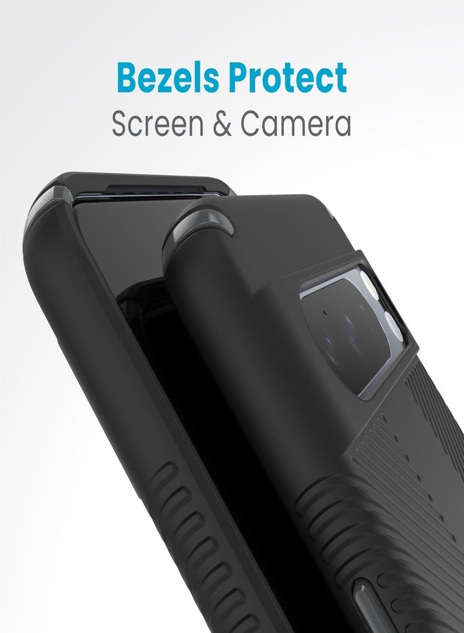 Speck Google Pixel 8 Pro Case - Drop Protection Grip - Scratch Resistant, Soft Touch Phone Case for Google Pixel 8 Pro - Presidio2 Grip Black/Slate Grey/White - Image 5