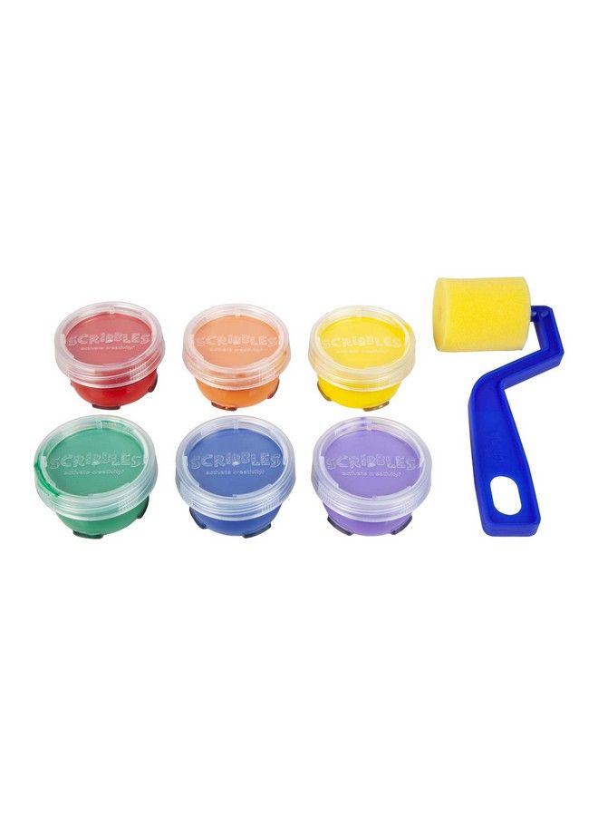 Scribbles Paint & Roller Kit Kid Safe Permanent Finger Paint 7 Piece Set Rainbow - Image 4