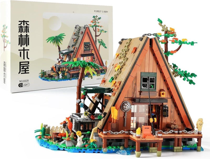 G Forest Cabin Mini Building Blocks Set - 1486 Pcs with LED Light Effect, STEM Architecture Toy Kit for Kids Ages 8+ - Image 1