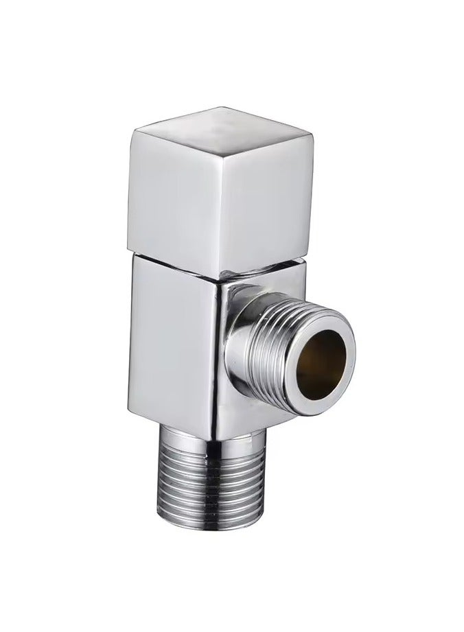 "Modern Classic Square Handle Angle Valve | Zinc Body Chrome-Plated Hot and Cold Water Mixer Stop Valve" - Image 1
