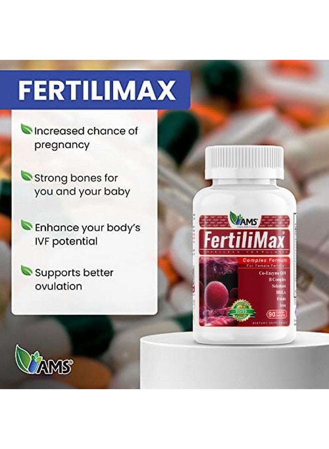 America Medic & Science FertiliMax, Fertility Supplements for Women, Supports Reproductive Health & Fertility Treatment, with Folate, CoQ10, DHEA, Iron, Selenium, 90 Capsules - Image 2
