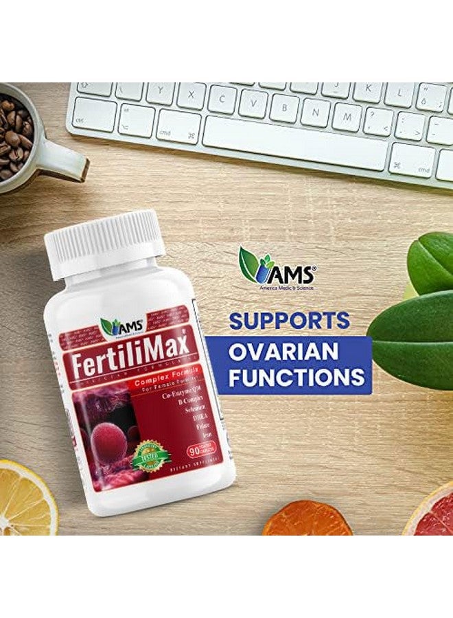 America Medic & Science FertiliMax, Fertility Supplements for Women, Supports Reproductive Health & Fertility Treatment, with Folate, CoQ10, DHEA, Iron, Selenium, 90 Capsules - Image 3