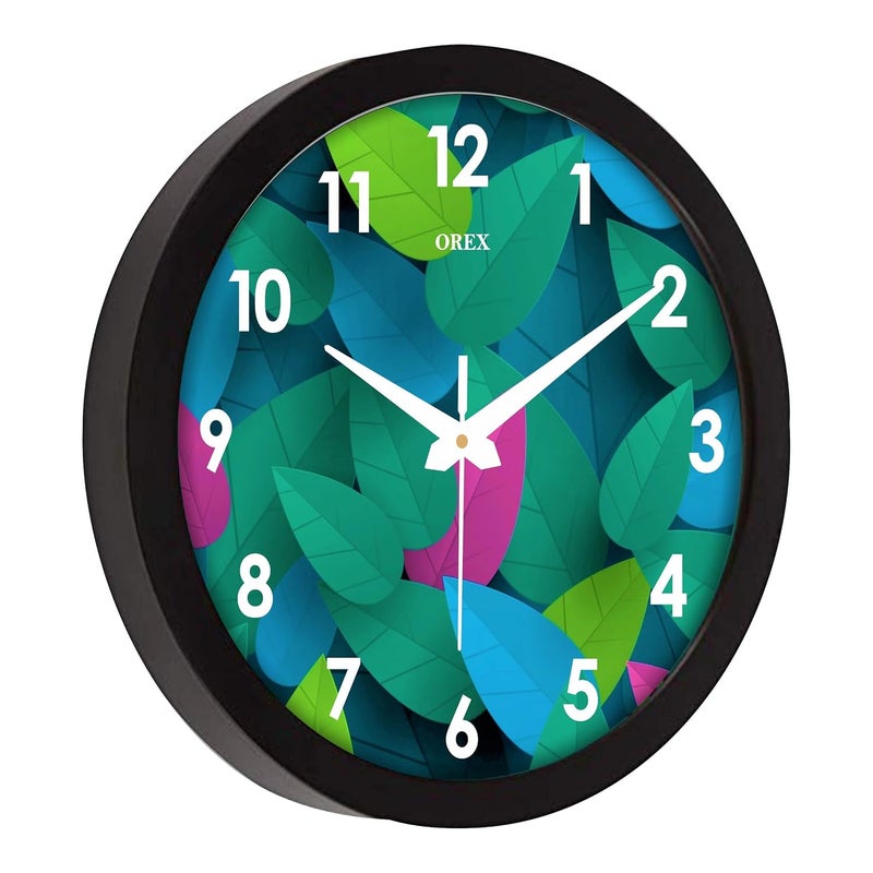 OREX OREX Plastic Modern Stylish Round Shape Wall Clock with Glass for Home/Kitchen/Living Room/Bedroom/Office - 12 inch with Black Ring (OC-003a)  - Image 2